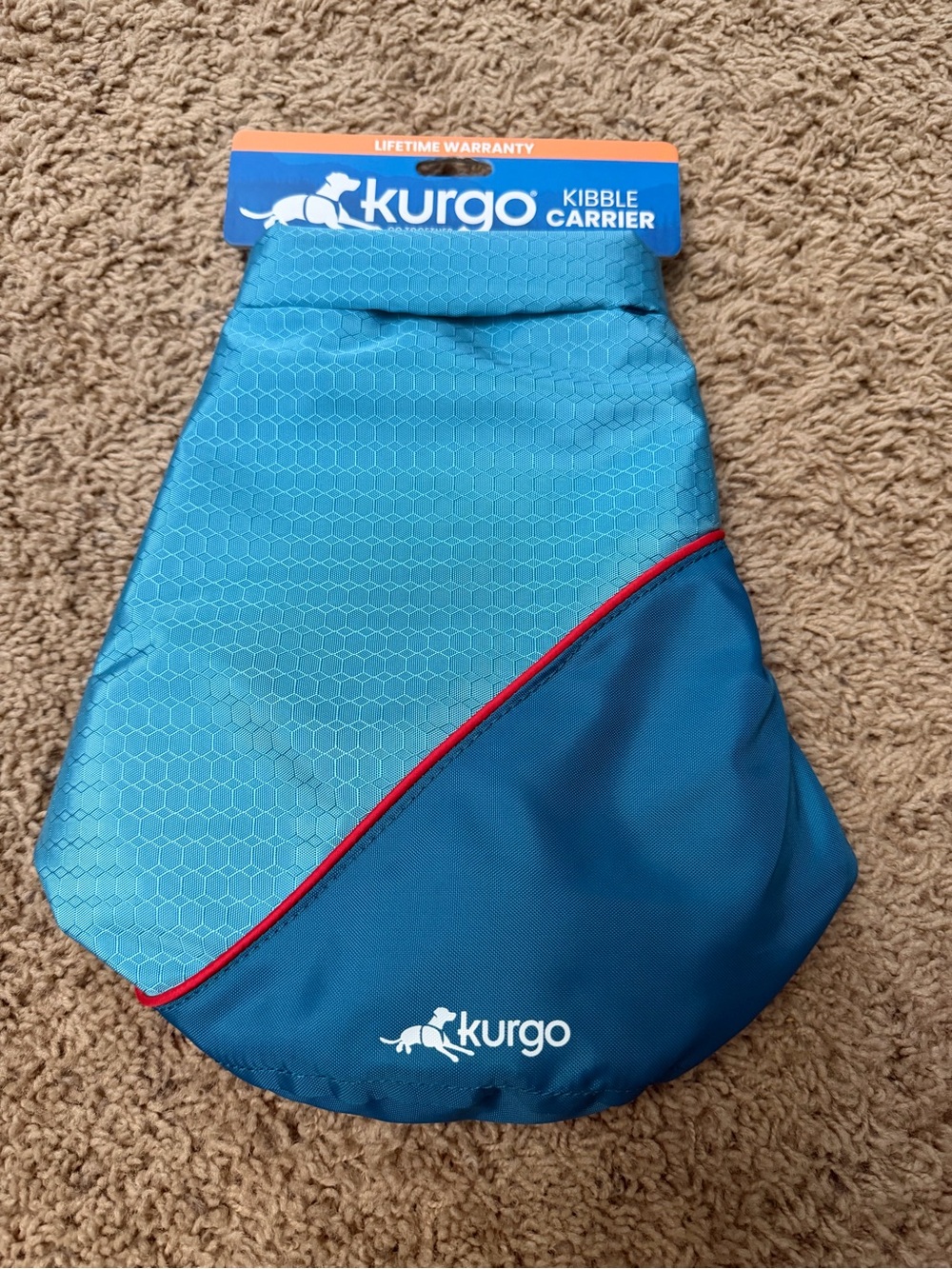 Kurgo Teal Kibble Carrier with Red Trim